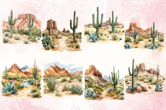Download Watercolor Desert Landscapes Clipart - Watercolor Collection