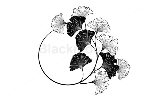 Download Round Frame with Ginkgo Biloba Leaves - Leaves Collection