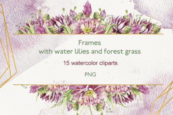 Download Watercolor Frames with Waterlilies - Watercolor Collection