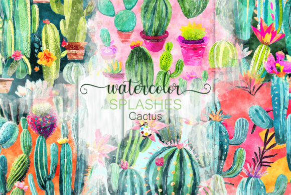 Download Cactus Splashes - Watercolor Textures - Watercolor Collection