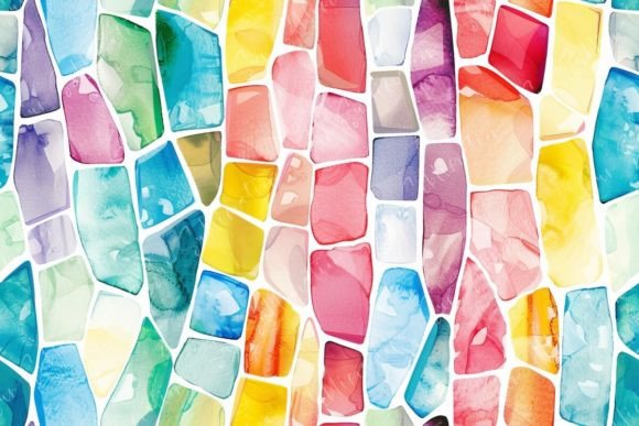 Download Colorful Mosaic of Watercolor Stains - Watercolor Collection