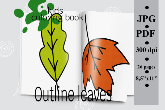 Download Outline Leaves Kids Coloring Book - Leaves Collection