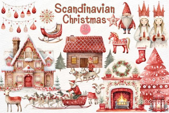 Download Scandinavian Christmas Watercolor PNG - Watercolor Collection
