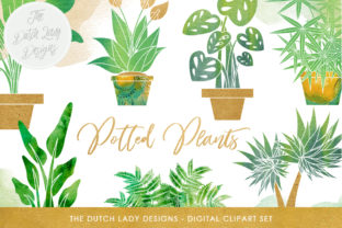 Download Plants Clipart Set - Potted Plant Images - Indoor Greenery & Flora Graphics - Watercolor Stains - Watercolor Collection