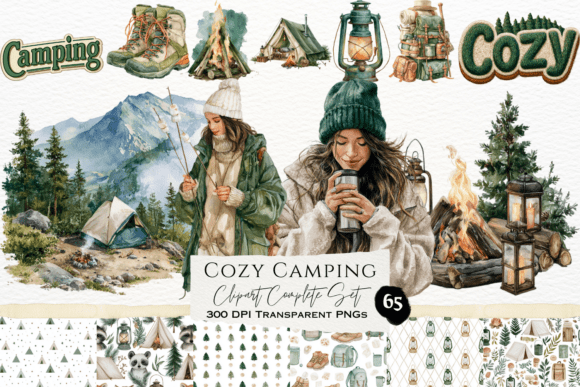 Download Cozy Camping Watercolor Clipart Set - Watercolor Collection