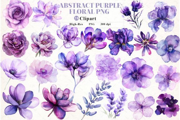 Download Abstract Purple Watercolor Floral Clipar - Watercolor Collection