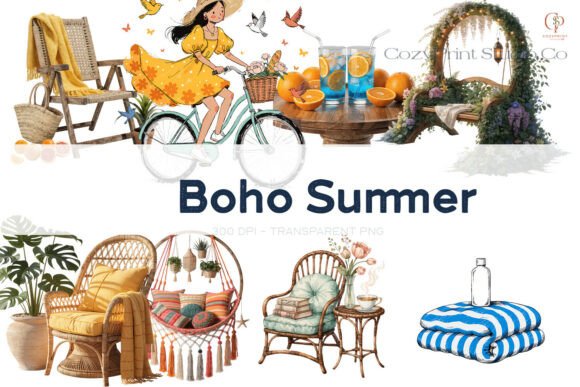 Download Boho Summer Clipart Watercolor PNG Set - Watercolor Collection