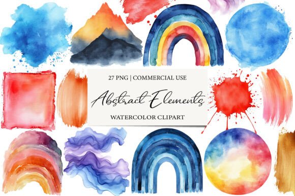 Download Watercolor Abstract Elements Clipart - Watercolor Collection
