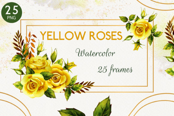 Download 25 Geometric Frames with Watercolor Yell - Watercolor Collection