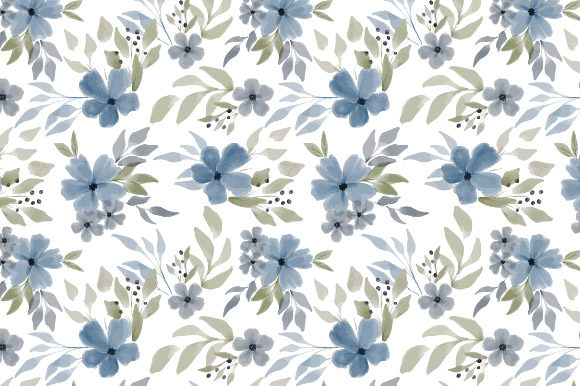 Download Watercolor Blue Winter Flower Pattern - Watercolor Collection