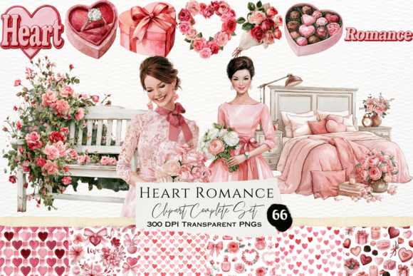 Download Heart Romance Watercolor Clipart Set - Watercolor Collection