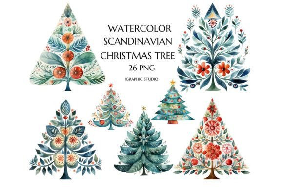 Download Watercolor Scandinavian Christmas Tree - Watercolor Collection