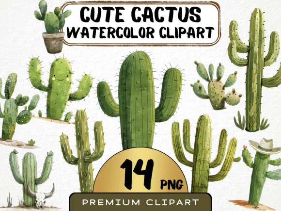 Download Watercolor Cute Cactus Clipart - Watercolor Collection