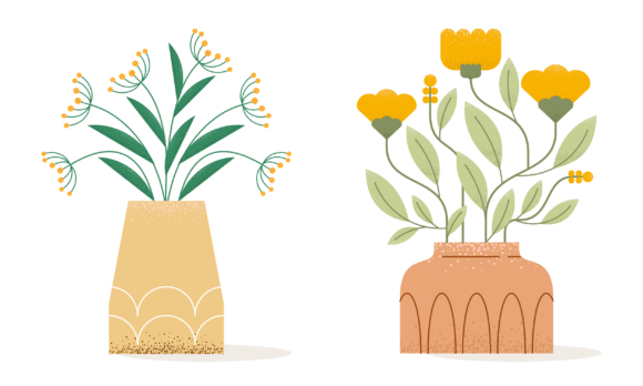 Download Flat Abstract Trendy Flowers in Vase - Trendy Collection