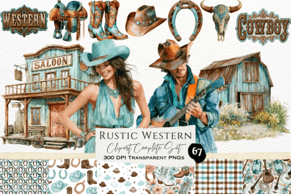 Download Rustic Western Watercolor Clipart Set - Watercolor Collection