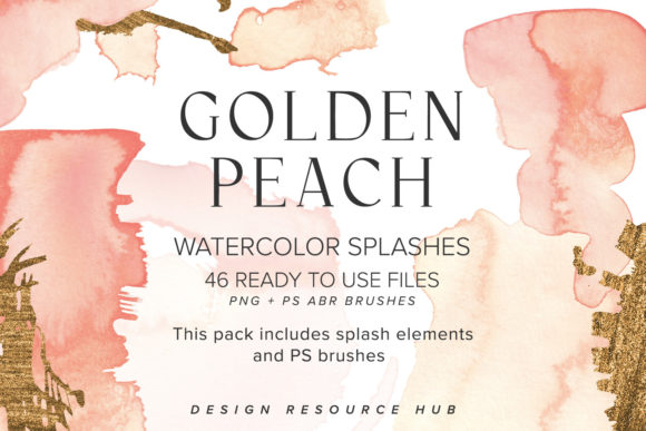 Download Golden Peach Watercolor Splash Pack - Watercolor Collection