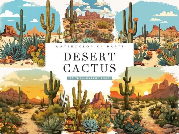 Download Watercolor Desert Cactus Clipart Bundle - Watercolor Collection