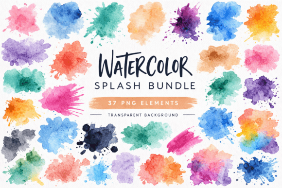 Download 37 Colorful Watercolor Splash Bundle - Watercolor Collection