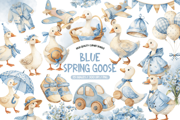 Download Watercolor Blue Spring Goose Clipart - Watercolor Collection