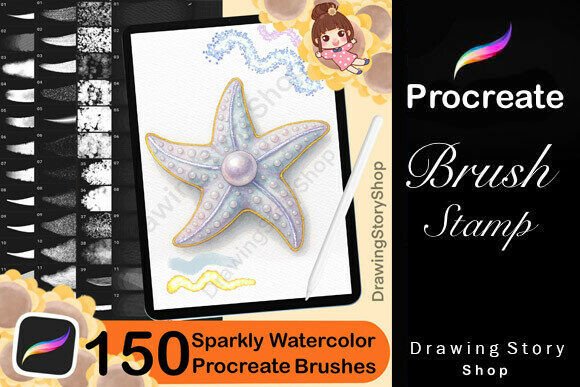 Download 150 Procreate Sparkly Watercolor Brushes - Watercolor Collection