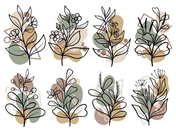 Download Botanical Line Art Flower and Leaves - Leaves Collection