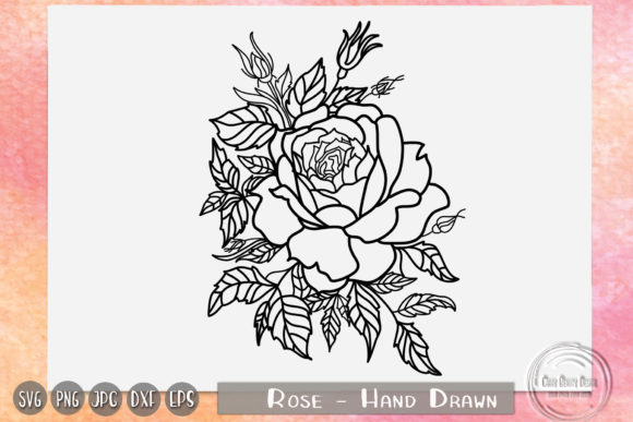 Download Rose with Leaves, Rose Outline, Leaves - Leaves Collection