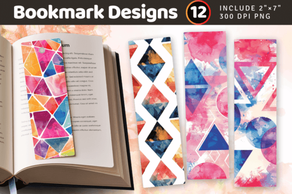 Download Watercolor Geometric Shapes PNG Bookmark - Watercolor Collection