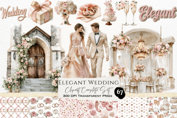 Download Elegant Wedding Watercolor Clipart Set - Watercolor Collection