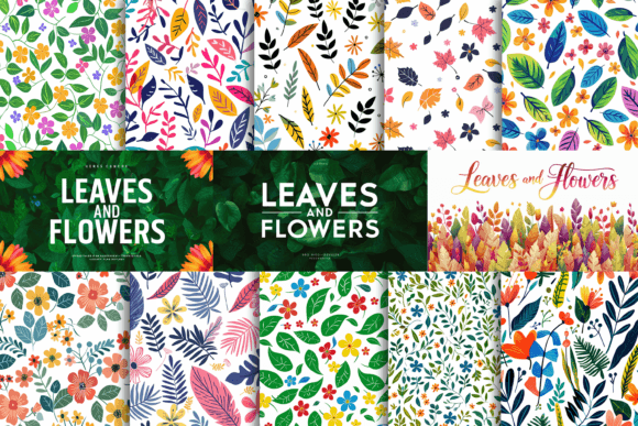Download Simple Leaves and Flowers Pattern - Leaves Collection