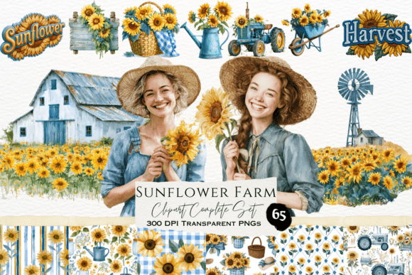 Download Sunflower Farm Watercolor Clipart Set - Watercolor Collection
