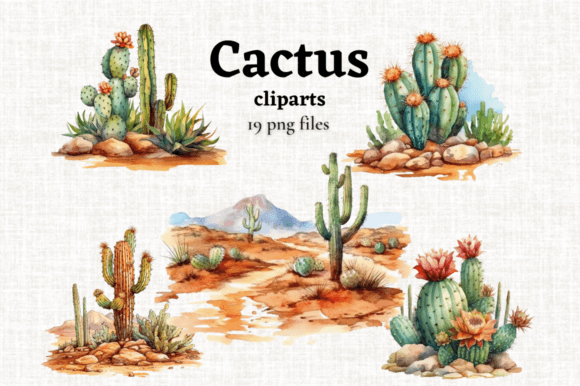 Download Watercolor Desert Cactus Clipart 19 PNGs - Watercolor Collection
