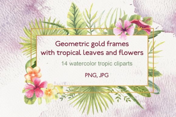 Download Watercolor Frame with Tropic Leaves - Leaves Collection