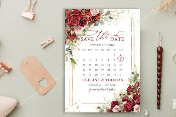 Download Boho Blush Burgundy Pink Gold Save Date - Save date Collection