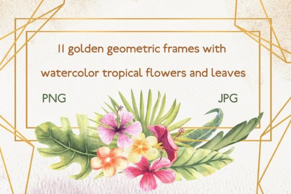 Download Watercolor Frame with Tropic Leaves/Set2 - Leaves Collection