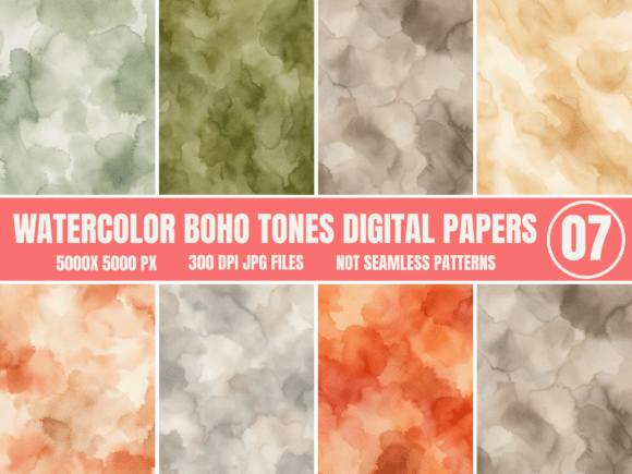 Download Watercolor Boho Neutral Digital Papers - Watercolor Collection