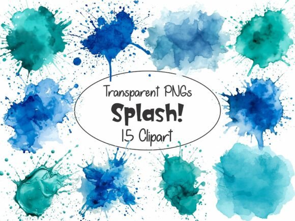 Download Watercolor Paint Splash - Blue Turquoise - Watercolor Collection