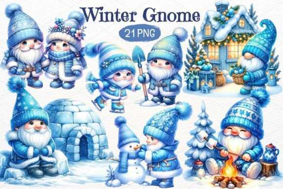 Download Winter Gnome Watercolor Clipart Bundle - Watercolor Collection