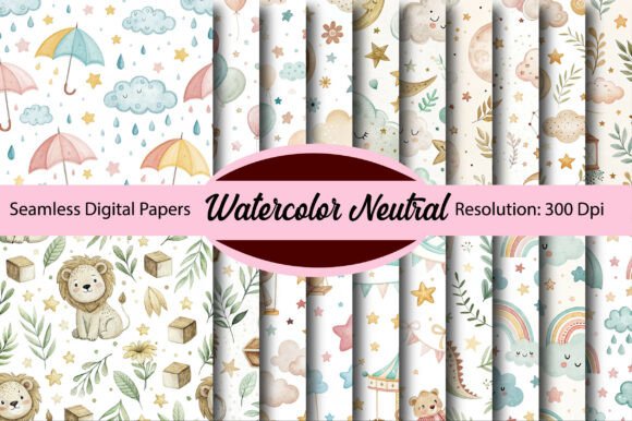 Download Watercolor Neutral Digital Paper - Watercolor Collection