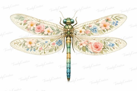 Download Floral Dragonfly Watercolor PNG - Watercolor Collection