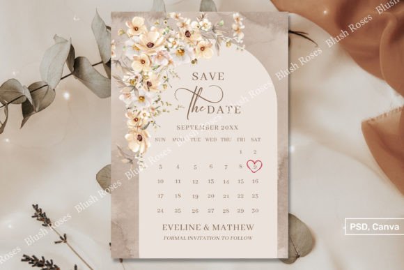 Download Neutral Wildflowers Boho Arch Save Date - Save date Collection