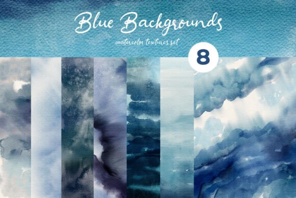 Download Blue Backgrounds Watercolor Textures Set - Watercolor Collection