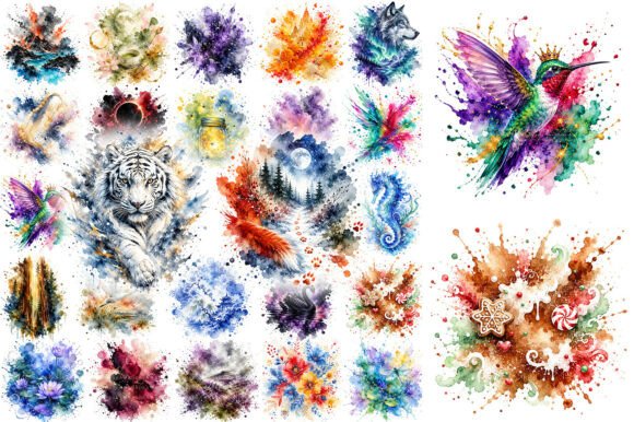 Download 100 Watercolor Splash Nature Clipart PNG - Watercolor Collection