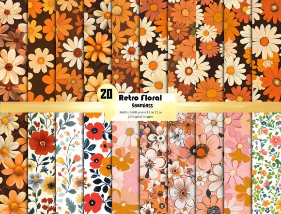 Download Retro Floral Background Pattern Texture - Premium Bundle