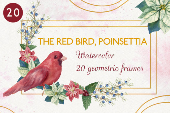 Download The Red Bird. 20 Watercolor Frames - Watercolor Collection