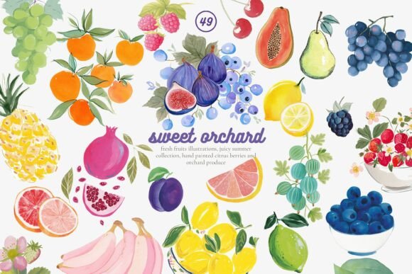 Download Fruit Watercolor Clipart Set - Watercolor Collection