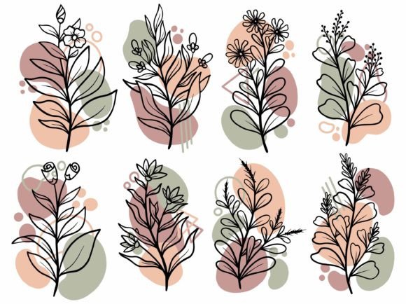 Download Botanical Line Art Flower and Leaves - Leaves Collection