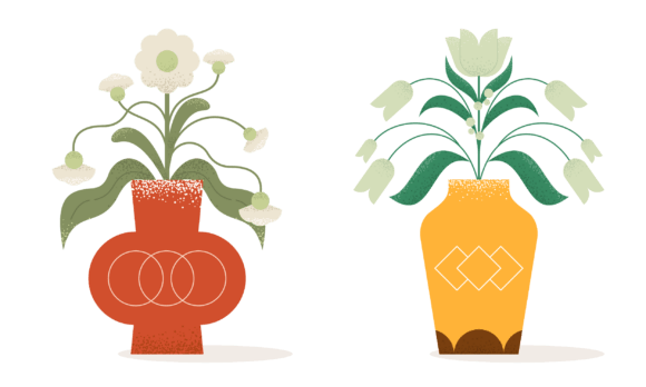 Download Flat Abstract Trendy Flowers in Vase - Trendy Collection
