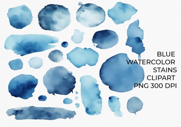 Download Blue Watercolor Stains and Splashes Png - Watercolor Collection